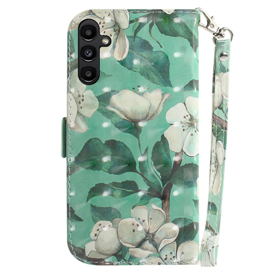 Etui z klapką do Samsung Galaxy A25 5G Wallet, Flowers, zielone + szkło 9H