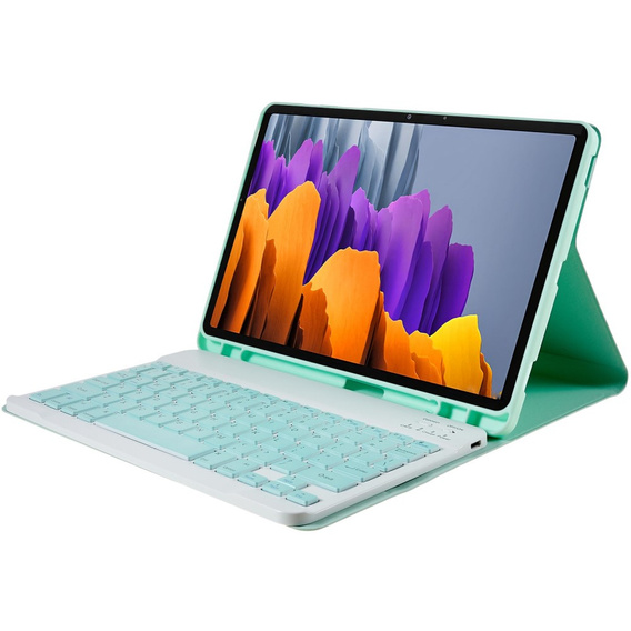 Etui z klawiaturą do Samsung Galaxy Tab S7 T870/T875 / S8, Pen Slot, jasnozielone