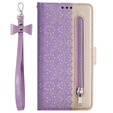 Etui z klapką do Samsung Galaxy S22+ Plus 5G, Wallet Pocket Zipper Lace, fioletowe