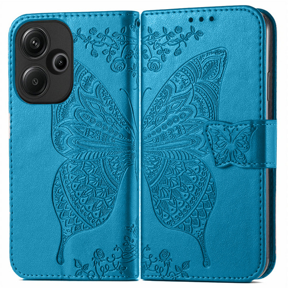 Etui z klapką do Xiaomi Redmi 13, Butterfly, niebieskie