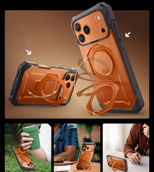 Etui Supcase do iPhone 17 Pro, Unicorn Beetle Grip Pro Mag, Clear / Coral