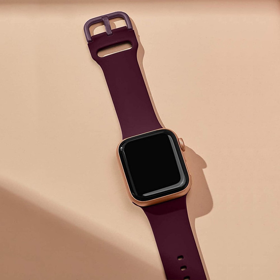 Pasek Silikonowy do Apple Watch 1/2/3/4/5/6/7/8/9/10/11/SE Ultra 1/2/3 42/44/45/46/49mm, Bordowy
