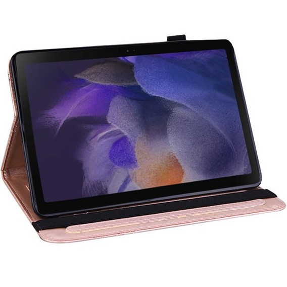 Etui do Samsung Galaxy Tab A8 10.5 SM-X200 SM-X205, Flowers, różowe rose gold