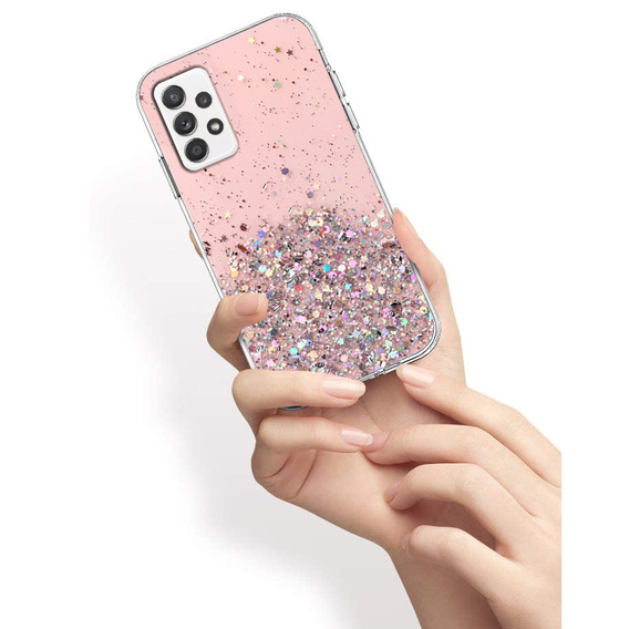 Etui do Samsung Galaxy A13 4G, Glittery, różowe