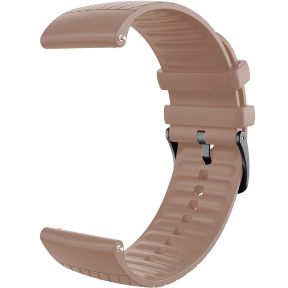 Pasek Silikonowy Uniwersalny 22mm, z poprzeczną linią, Brązowy