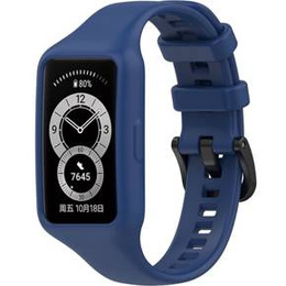 Pasek Silikonowy z Etui do Huawei Band 6, Granatowy
