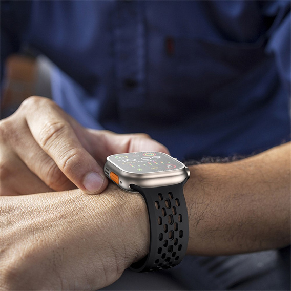 Pasek Silikonowy do Apple Watch 1/2/3/4/5/6/7/8/9/10/11/SE Ultra 1/2/3 42/44/45/46/49mm, Czarny