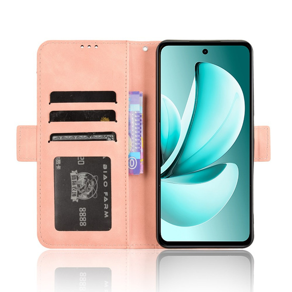 Etui z klapką do Realme C71, Card Slot, różowe