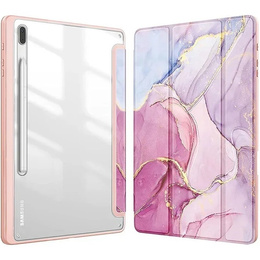 Etui do Samsung Galaxy Tab S10 FE+ Plus, Smartcase Hybrid, z miejscem na rysik, Marble różowe