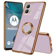 Zestaw Etui do Motorola Moto G53 5G, Electro Ring, Fioletowe + szkło