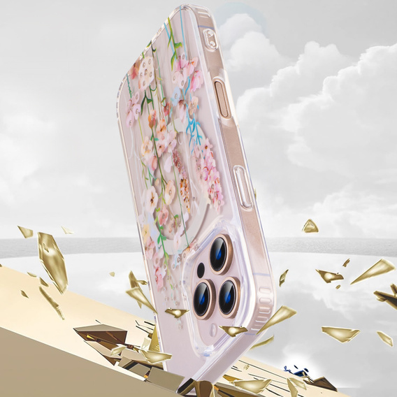 Etui do iPhone 16 Pro, Laser Flower, do MagSafe, Campanula