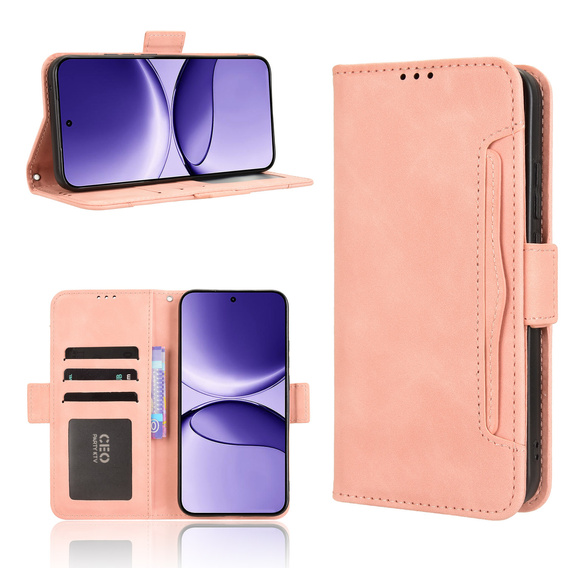 Etui z klapką do Xiaomi Poco F7, Card Slot, różowe