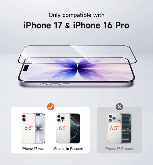 2x SURITCH Szkło Hartowane do iPhone 17 / 16 Pro, przezroczyste
