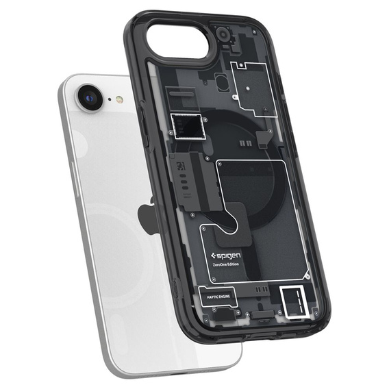 Etui Spigen do Iphone 16E,  MagSafe Ultra Hybrid, Zero One czarne + Szkło Hartowane 9H