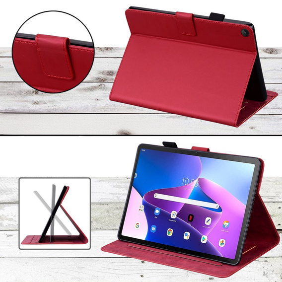 Etui do Lenovo Tab M10 Plus 10.6 Gen 3, z klapką, animal, czerwone