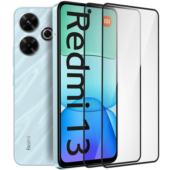 2x Szkło Hartowane do Xiaomi Redmi 13, ERBORD 3D pełne, szybka na cały ekran
