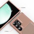 Etui do Samsung Galaxy S25 Ultra z kieszenią na karty, zapięciem na napę – różowe