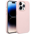 Skórzane Etui do MagSafe do iPhone 16 Pro, różowe + Szkło Hartowane 9H