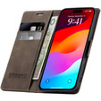 Etui do iPhone 17 Pro Max, ERBORD Vintage portfel z klapką, brązowe