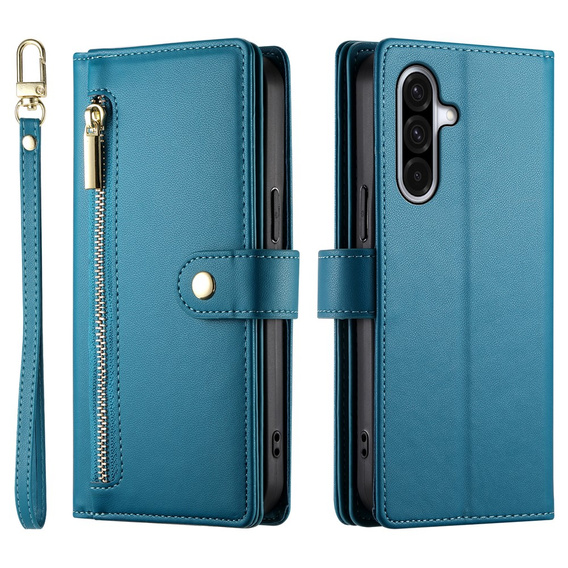 Etui z klapką do Samsung Galaxy A17 5G, Wallet Zipper Pocket, niebieskie