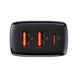 BASEUS Ładowarka Sieciowa 2xUSB + USB Type-C, 30W, Black