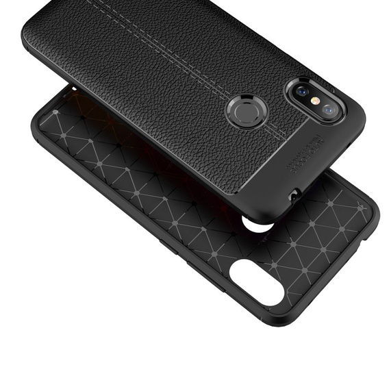 Czarne Etui Football Grain TPU Case Xiaomi Redmi Note 6 Pro