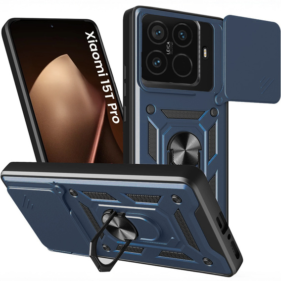 Etui pancerne do Xiaomi 15T Pro, CamShield Slide, niebieskie