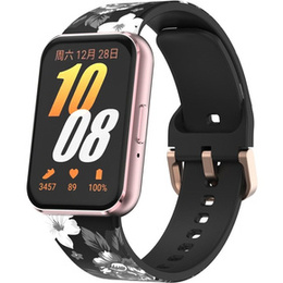 Pasek Silikonowy do Samsung Galaxy Fit 3, Black Flower