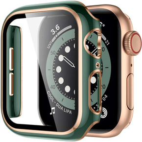 2w1 Etui + Szkło Hartowane do Apple Watch 4/5/6/SE 40mm, Zielone / Złote