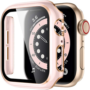2w1 Etui + Szkło Hartowane do Apple Watch 7/8 45mm - Różowe / Złote