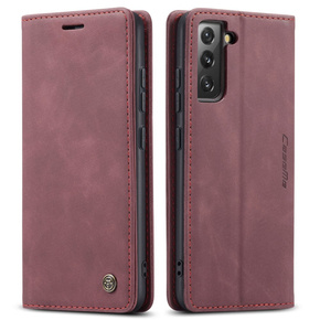 Etui CASEME do Samsung Galaxy S22 5G, Leather Wallet Case, Red