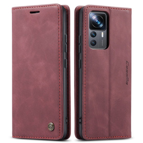 Etui CASEME do Xiaomi 12T / 12T Pro, Leather Wallet Case, czerwone