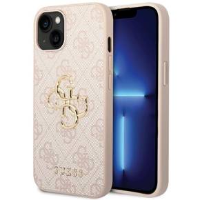 Etui GUESS do iPhone 15, 4G Big Metal Logo, różowe