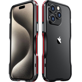 Etui LUPHIE do iPhone 15 Pro Max, Armor Bumper, czarne / czerwone