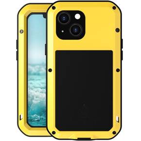 Etui Love Mei do iPhone 13 mini, pancerne ze szkłem, żółte / czarne