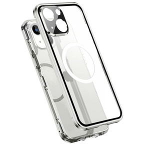Etui Magnetic Dual Glass MagSafe do iPhone 14, srebrne