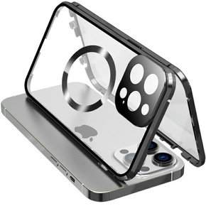 Etui Magnetic Dual Glass MagSafe do iPhone 15, czarne