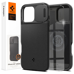 Etui Spigen do iPhone 16 Pro Max, Optik Armor Mag, czarne + Szkło Hartowane 9H