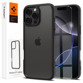 Etui Spigen do iPhone 16 Pro, Ultra Hybrid, czarne + Szkło Hartowane 9H