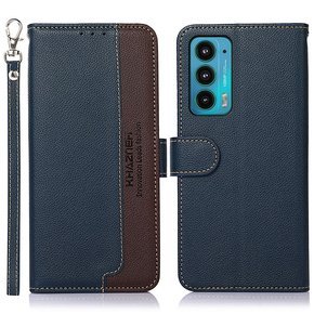 Etui Wallet do Motorola Edge 20, KHAZNEH, Dual Color, Blue / Brown