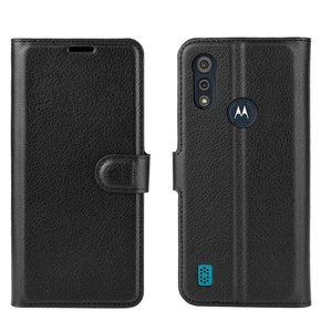 Etui Wallet do Motorola Moto E6S, Litchi, Black