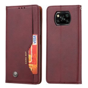 Etui Wallet do Poco X3 NFC / Poco X3 Pro, Card Set, Wine Red