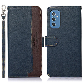 Etui Wallet do Samsung Galaxy M52 5G, KHAZNEH RFID, Dual Color, Blue / Brown