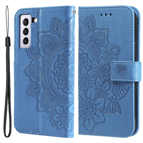 Etui Wallet do Samsung Galaxy S21 FE, Imprinted Flower, Blue
