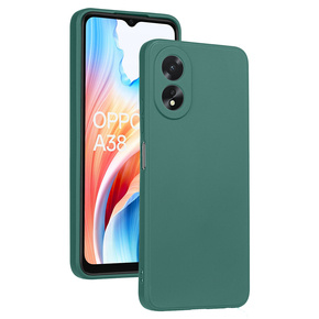 Etui cienkie do Oppo A18 4G / A38 4G, Slim Matowe, ciemnozielone + szkło 9H