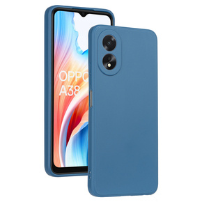 Etui cienkie do Oppo A18 4G / A38 4G, Slim Matowe, granatowe + szkło 9H