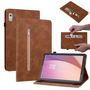 Etui do Lenovo Tab M9, Wallet Pen Slot, brązowe