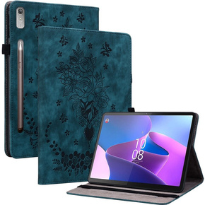 Etui do Lenovo Tab P12, Rose and Butterflies, niebieskie