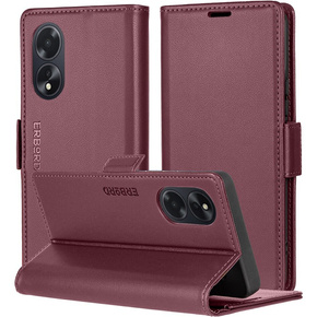 Etui do Oppo A18 4G / A38 4G, ERBORD Glossy Litchi, portfel z klapką, czerwone