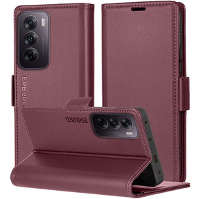 Etui do Oppo Reno 12, ERBORD Glossy Litchi, portfel z klapką, czerwone